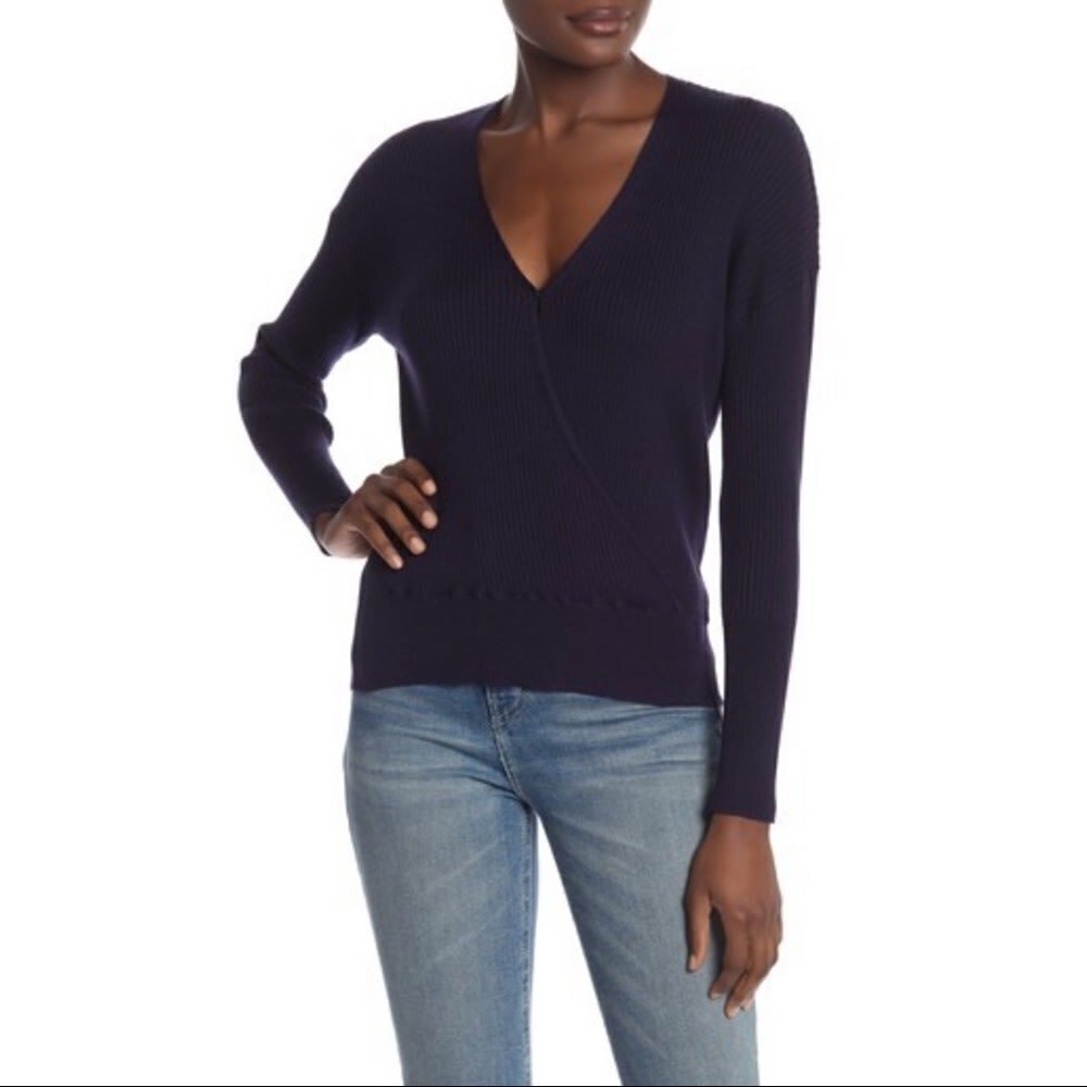 Elodie Faux Wrap Knit Sweater NWT S